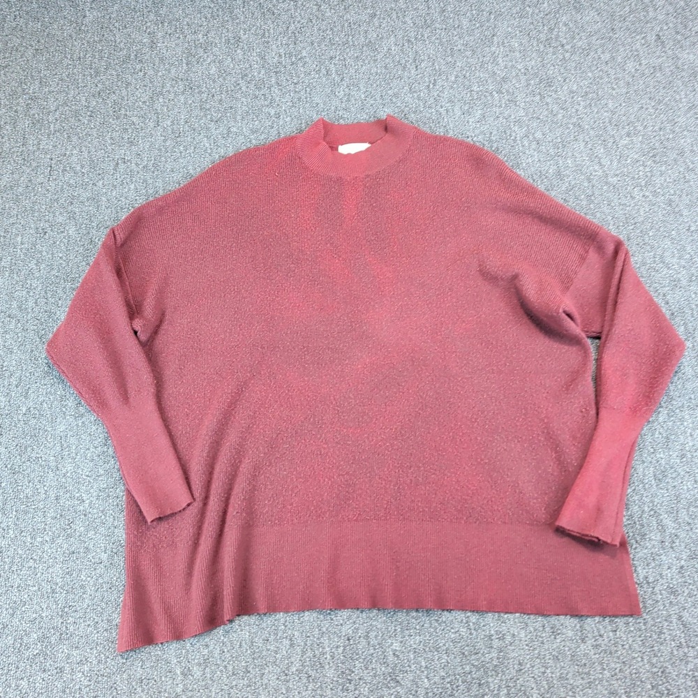 Altar'd State Boho Oversized Mock Neck Sweater Women M/L Burgundy T4070